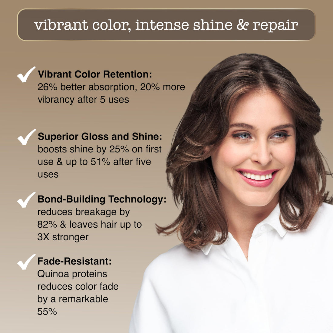 Sauce Beauty Glossy Color + Gloss + Repair, Medium Brown, Semi Permanent Hair Dye with Bond-Building and Color-Fade Protection Technology, Adds Shine & Deep Moisture, Lasts 4-8 Weeks, Stops Fade