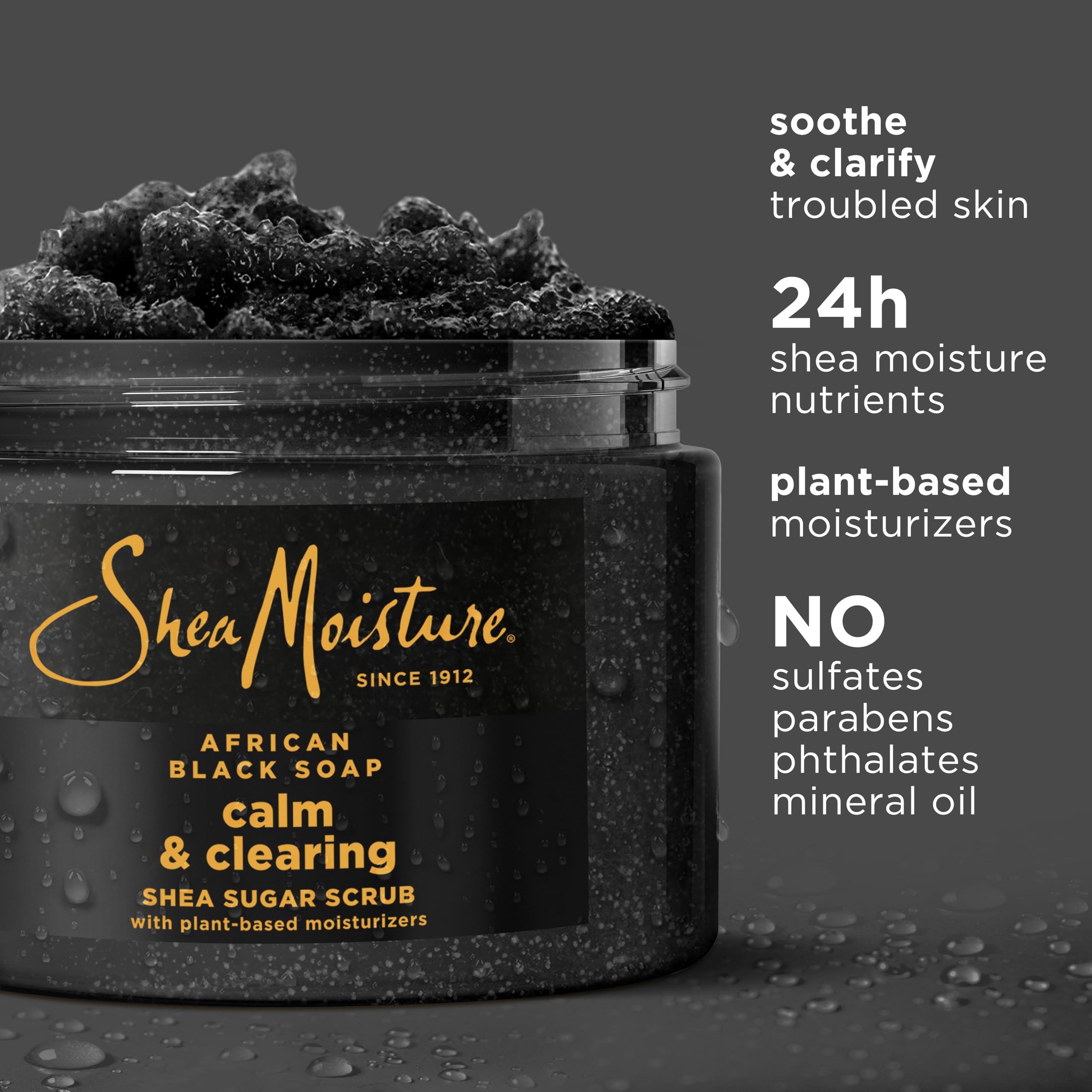 SheaMoisture Sugar Body Scrub African Black Soap for healthy, glowing skin African black soap with 24h shea moisture nutrients 12 oz
