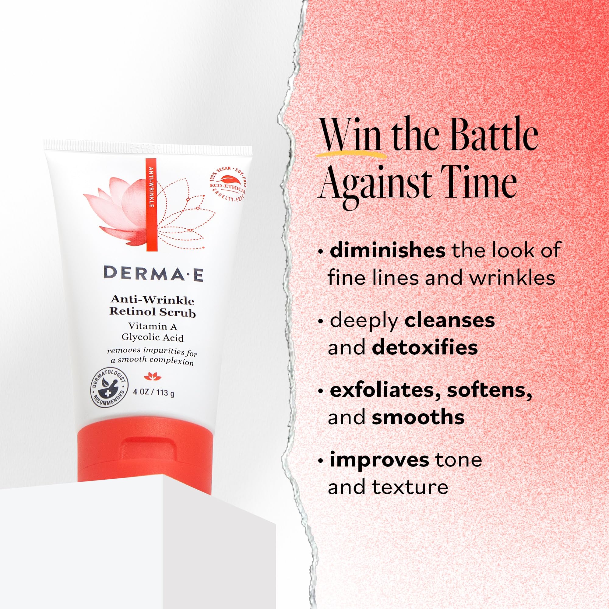 Derma E Natural Bodycare Vitamin A Glycolic Facial Scrub, 4-Ounce