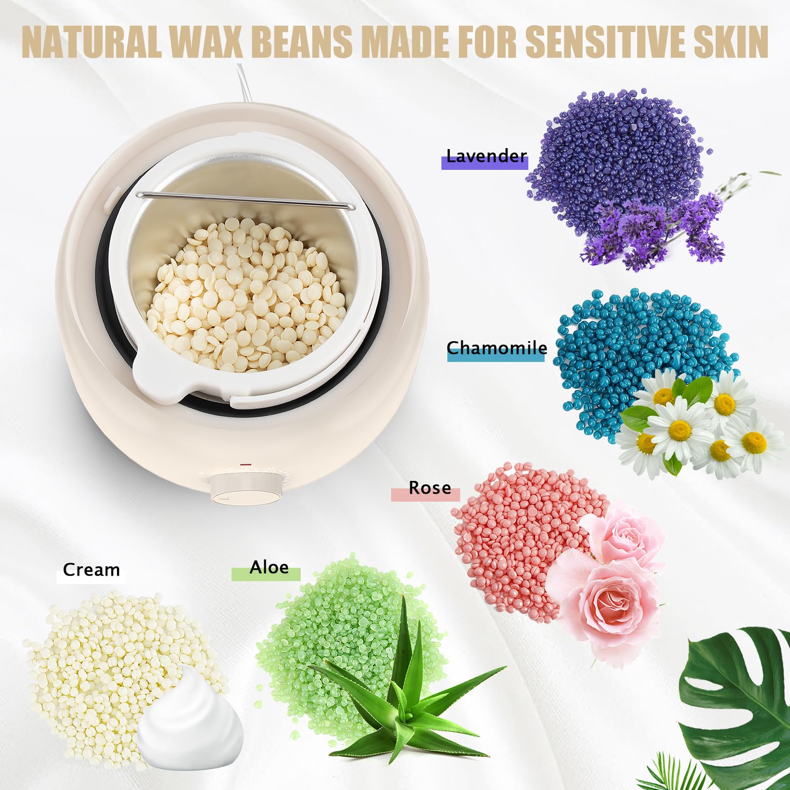 Waxing Kit - TIKESI Wax Warmer for Hair Removal, Hard Wax Kit with 14oz 5 Bags Hard Wax Beans for Full Body, Legs, Face, Eyebrows, Bikini, Brazilian Waxing Kit for Women Men