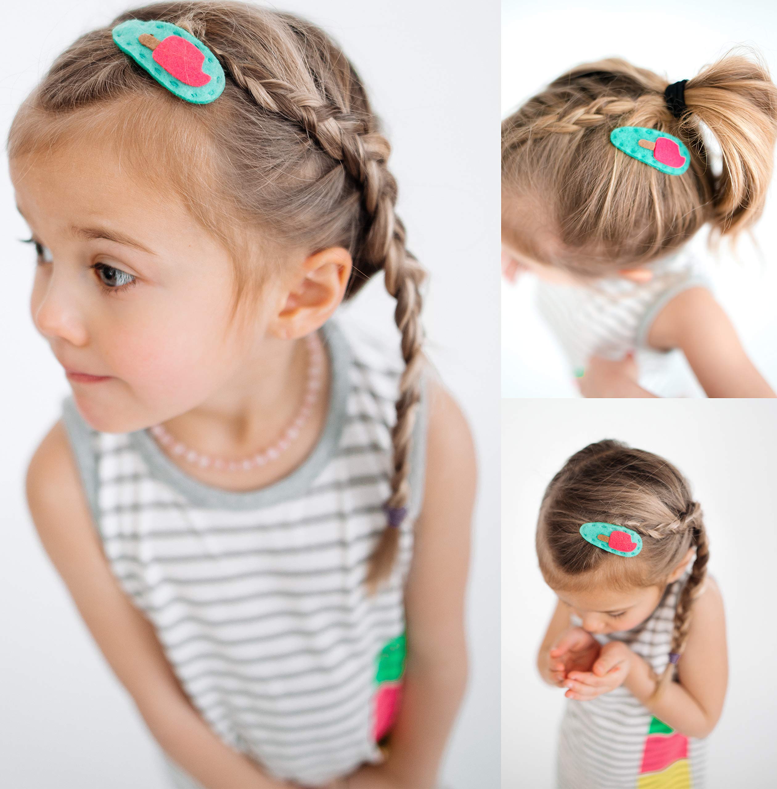 California Tot Felt Cute Animal Hair Snap, Non-Slip Hair Clips for Toddler, Girls (Mini Garden set of 5)