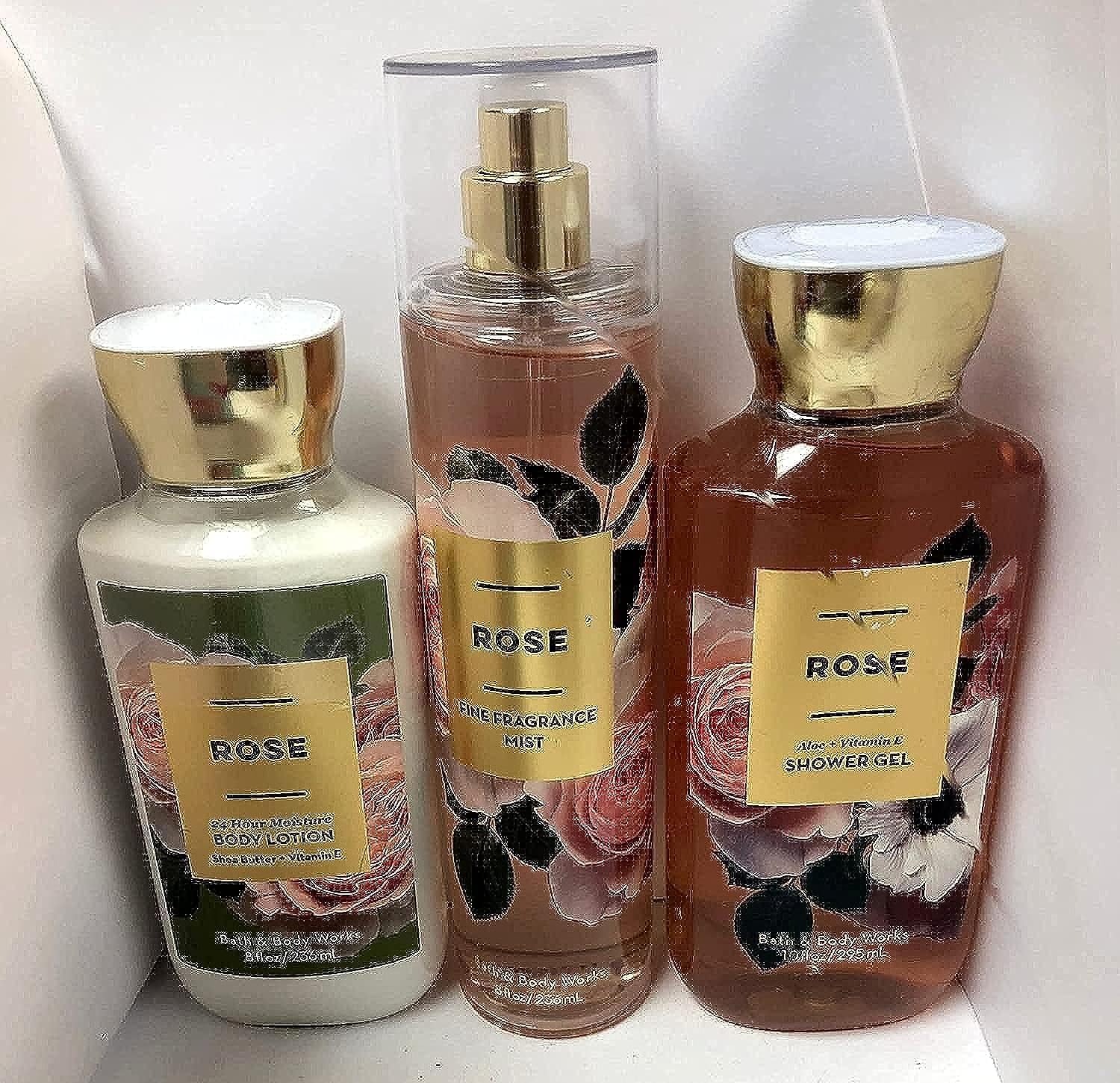 Bath and Body Works - Rose - Shower Gel, Body Lotion, & Fine Fragrance Mist Daily Trio Summer 2018