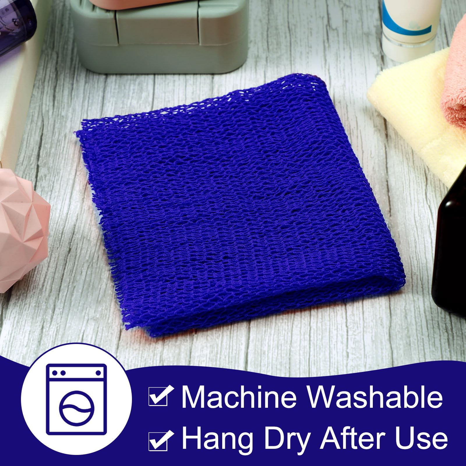 African Net Bath Sponge African Body Exfoliating Net Long Net Bathing Sponge Exfoliating Shower Body Scrubber Back Scrubber Skin Smoother for Daily Use or Stocking Stuffer (Blue)