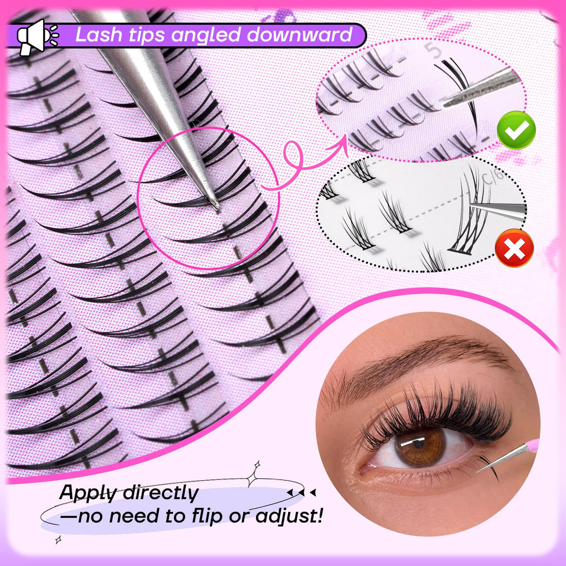 calphdiar Bottom Lashes Extension 552pcs Natural Lower Eyelash Clusters 5-7mm Bottom Lash Clusters 2 Styles Individual Lashes DIY Bottom Cluster Eyelash Extensions