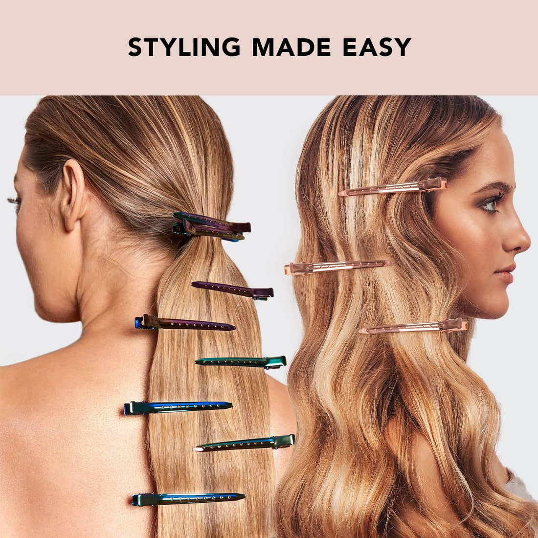 Kitsch Pro Styling Clip, 3.5 Inch Professional Strength Anodized Aluminum Hair Clips, 6 Count (Iridescent)