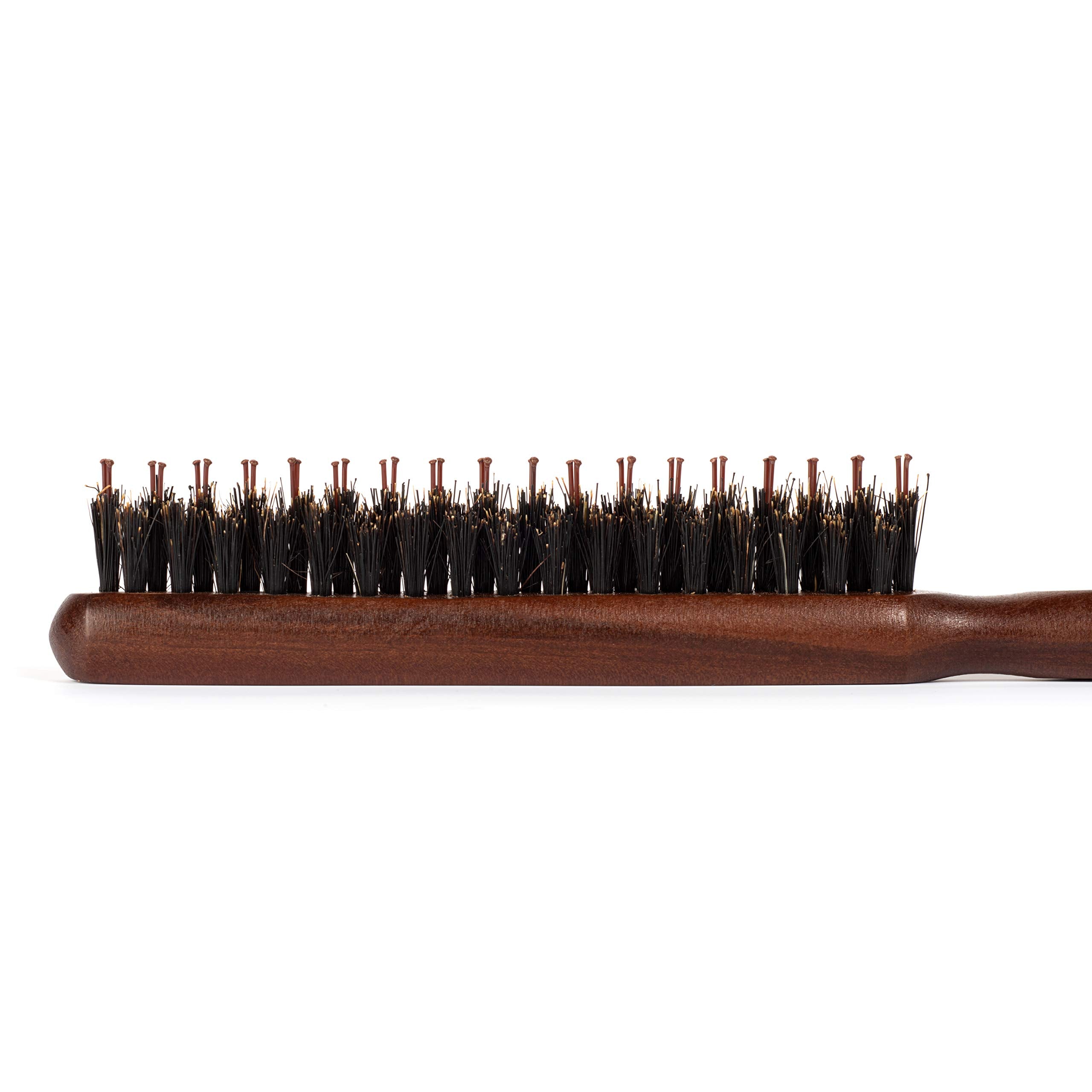 Boar & Nylon Bristle Teasing Brush -Teasing Comb with Rat Tail Pick for Hair Sectioning for Edge Control, Backcombing, Smoothing, and Styling Thin & Fine Hair to Create Volume