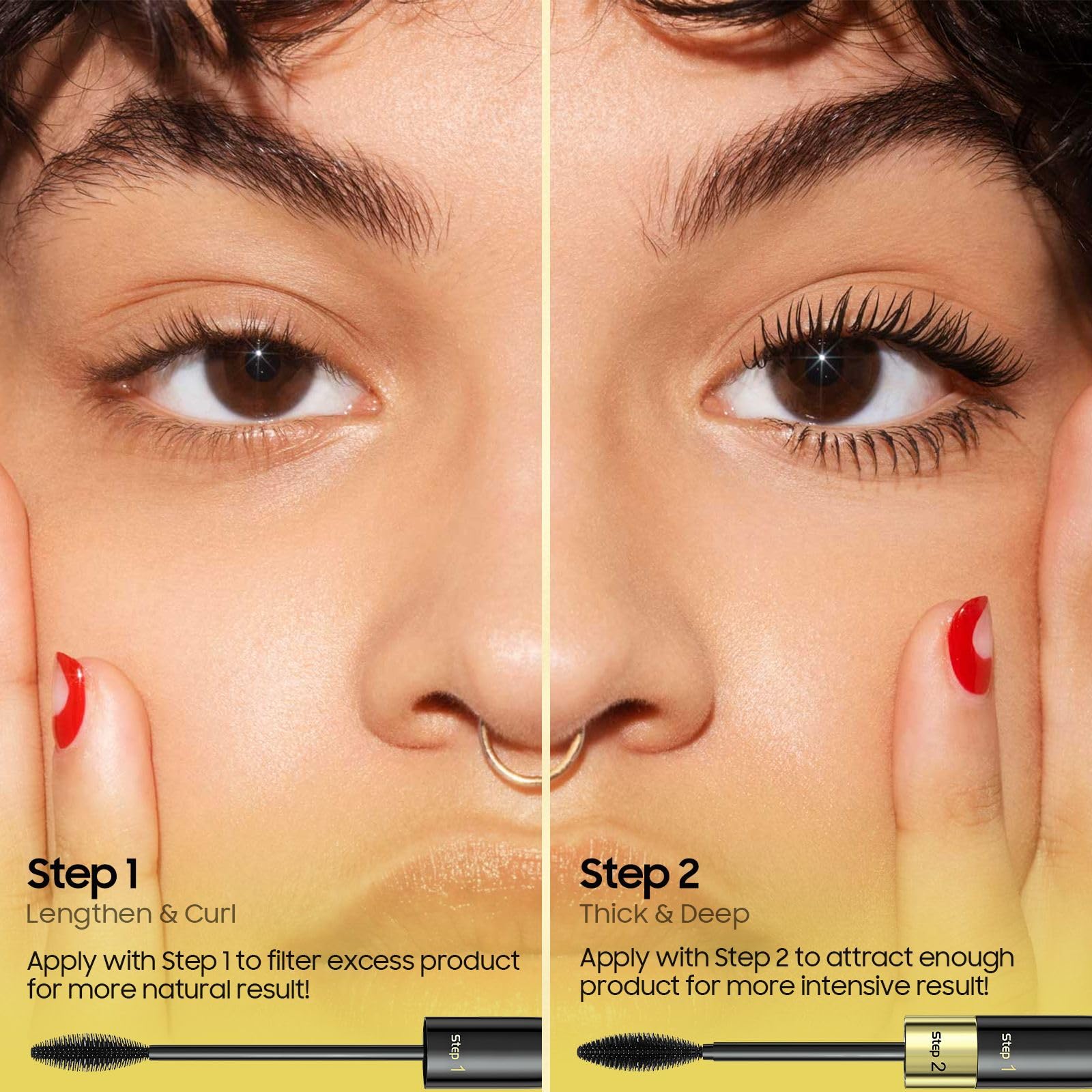 Tubing Mascara for Volume & Length, Long-Lasting Waterproof Formula and Lifting, No Clumping 2-1 Mascara for a Charming Curling Effect Eye Make up, Cruelty Free