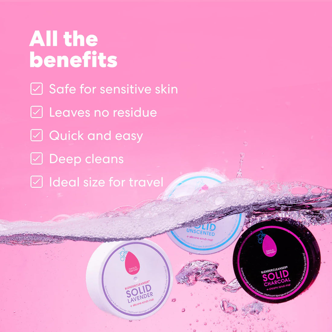 beautyblender Blendercleanser Tool Scrub Solid Cleanser – Unscented Makeup Sponge & Brush Cleansing Bar – Hand, Sponge, and Brush Cleanser, Removes Makeup & Buildup, Travel-Friendly, 1 oz