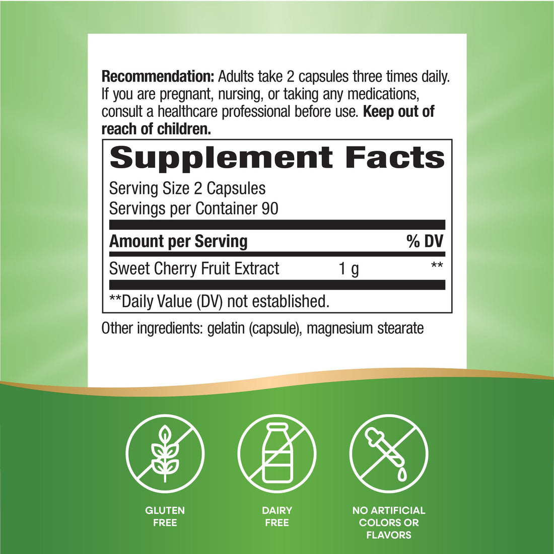 Nature's Way Cherry Fruit, Sweet Cherry Extract, Supports Antioxidant Pathways*, 1,000 mg Per Serving, 180 Capsules