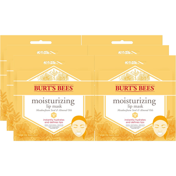 Burt's Bees 100% Natural Moisturizing Lip Mask, Single Use Conditioning Lip Care, 6 Count