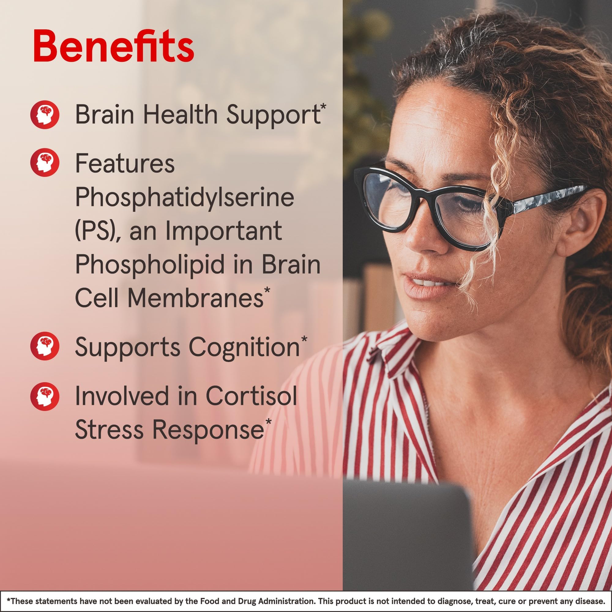 Jarrow Formulas PS100 Phosphatidylserine 100 mg, Dietary Supplement for Brain Health and Cognition Support, 60 Softgels, 20-60 Day Supply, Pack of 12