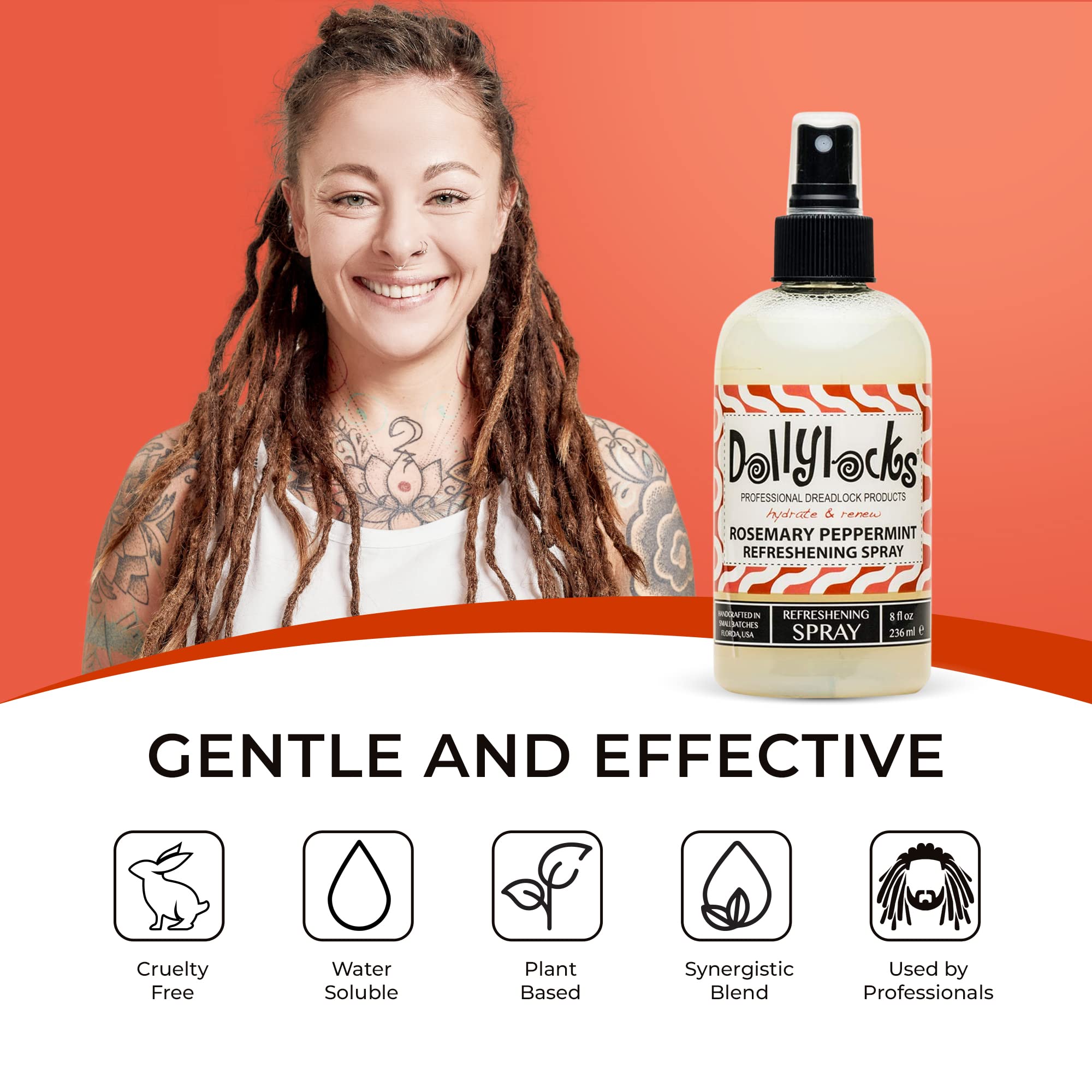 Dollylocks 8oz Rosemary Peppermint Dreadlock Refreshening Spray by Dollylocks Professional Organic Dreadlock Products