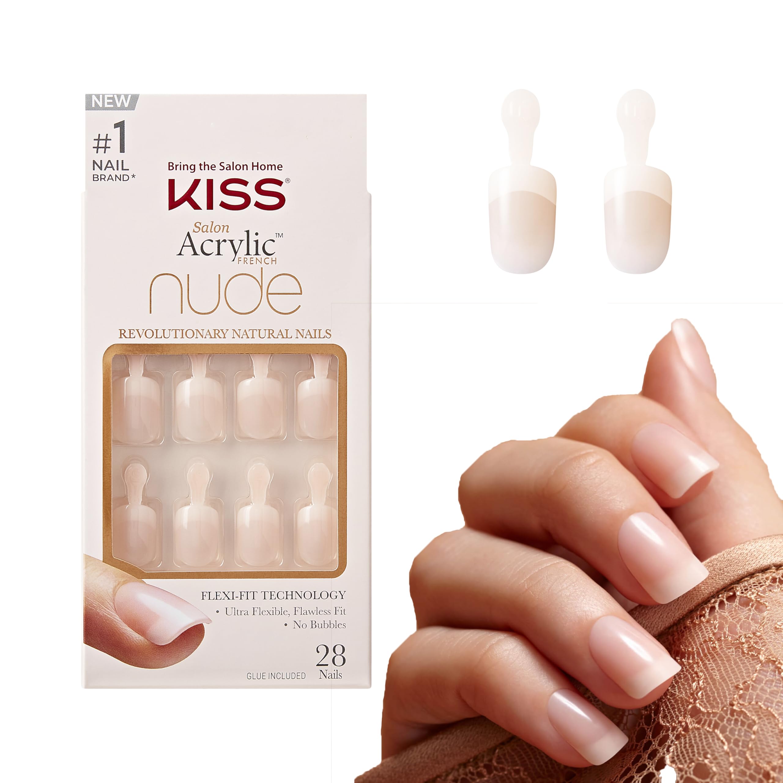 Kiss Acrylic Nude French Nails 64266 Breathtaking