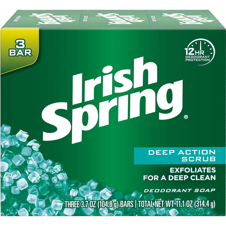 Irish Spring Deep Action Scrub Deodorant Soap By, 3 Count