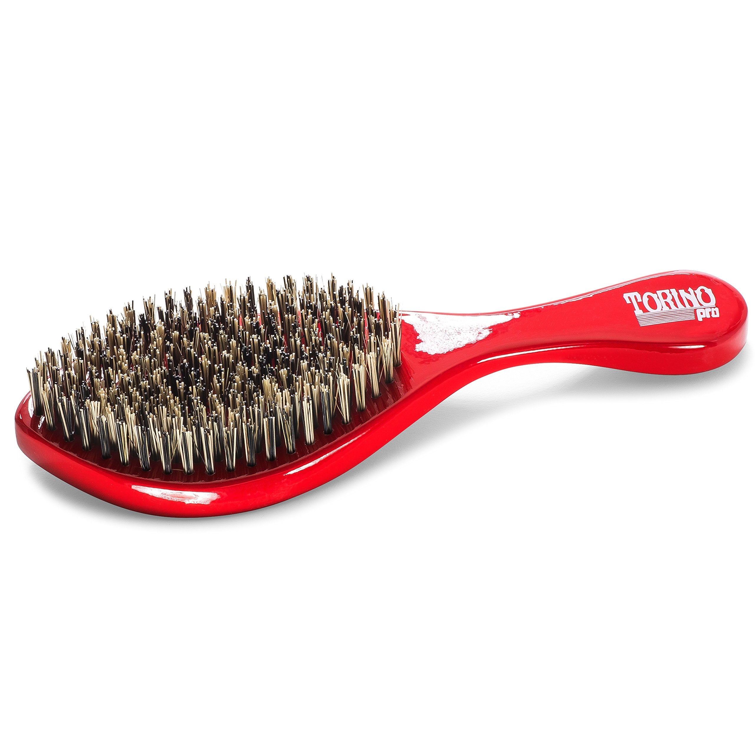 Torino Pro Wave Brush #470 by Brush King - Extra Hard Curve Wave Brush with Reinforced Boar & Nylon Bristles - Great for Wolfing - Curved 360 Waves Brush