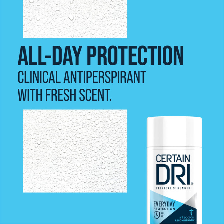 Certain Dri Everyday-Strength Clinical Antiperspirant - 72-Hour Sweat Protection for Hyperhidrosis - Doctor-Recommended - Travel-Friendly - Fresh Scent - 2.6 oz