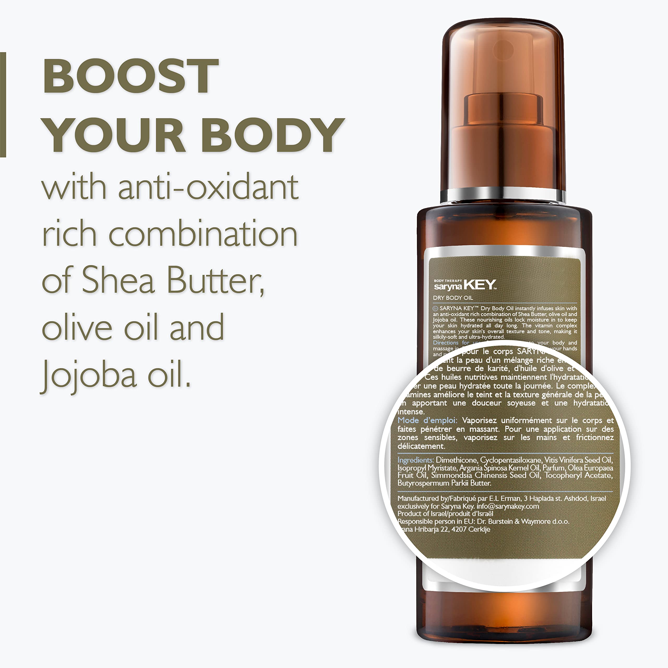 Saryna Key Body Oil for Dry Skin and Normal Skin - With Pure African Shea Butter, Olive Oil, Jojoba Oil - Oil for Women - Moisturizing Natural Shea Cream - Moisture Body Oil