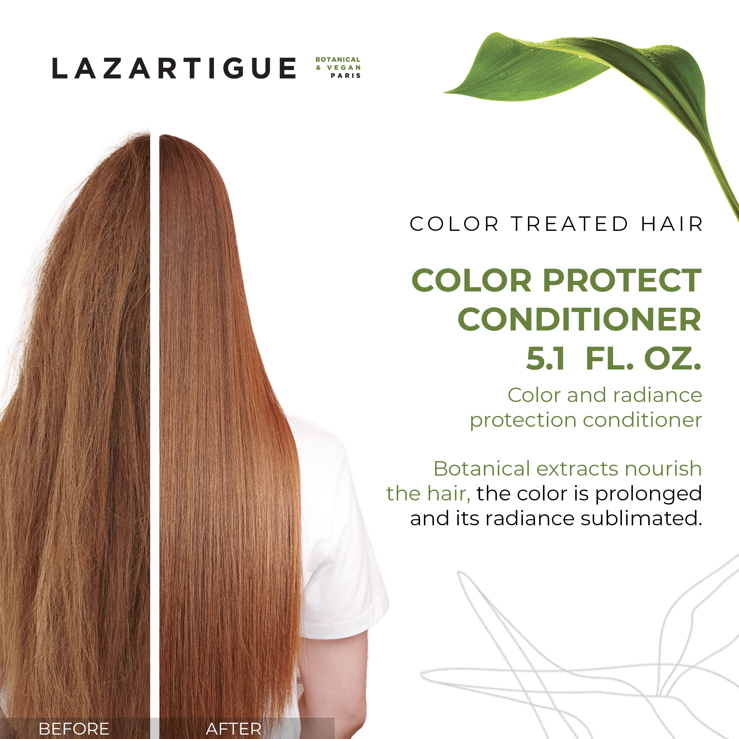 Lazartigue Color Protect Conditioner, Botanical & Vegan, Sulfate-Free, Silicone-Free Color and Radiance Protection With Camilla Oil, 5.1 Fl.Oz.