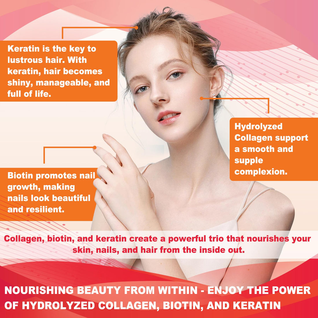 Sugar Free Hydrolyzed Collagen Peptides Gummies for Women, Multi Hydrolyzed Collagen Type I II III V X Supplement w/Keratin Calcium Magnesium for Hair, Skin & Nails, Healthy Joints, Anti-Aging, 60cts