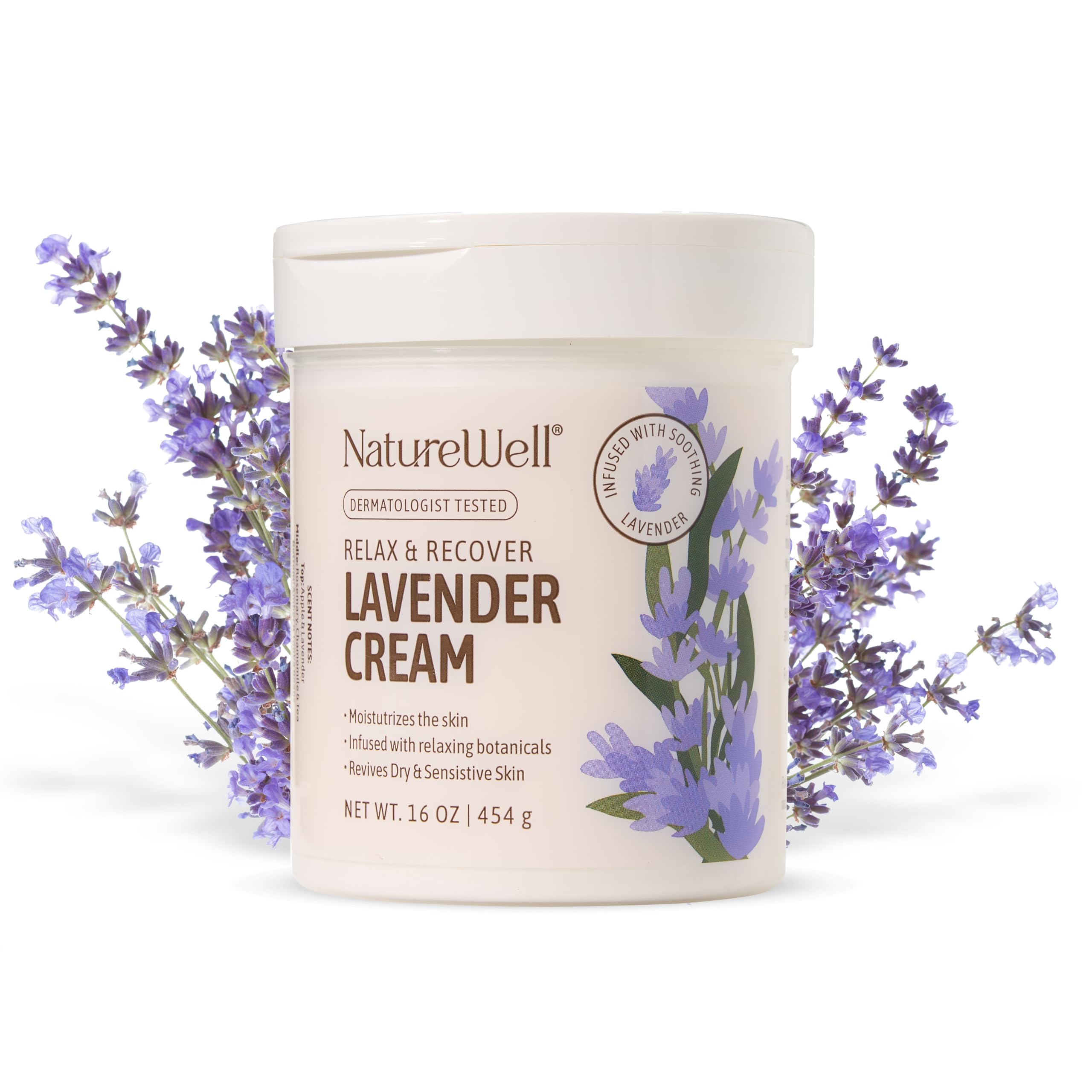 NATURE WELL Lavender Smooth & Soften Moisturizing Cream For Face, Body, & Hands, Calming & Soothing, Infused With Natural Oils & Extracts, Restores Skin Moisture Barrier (16 Ounce (Pack of 1))
