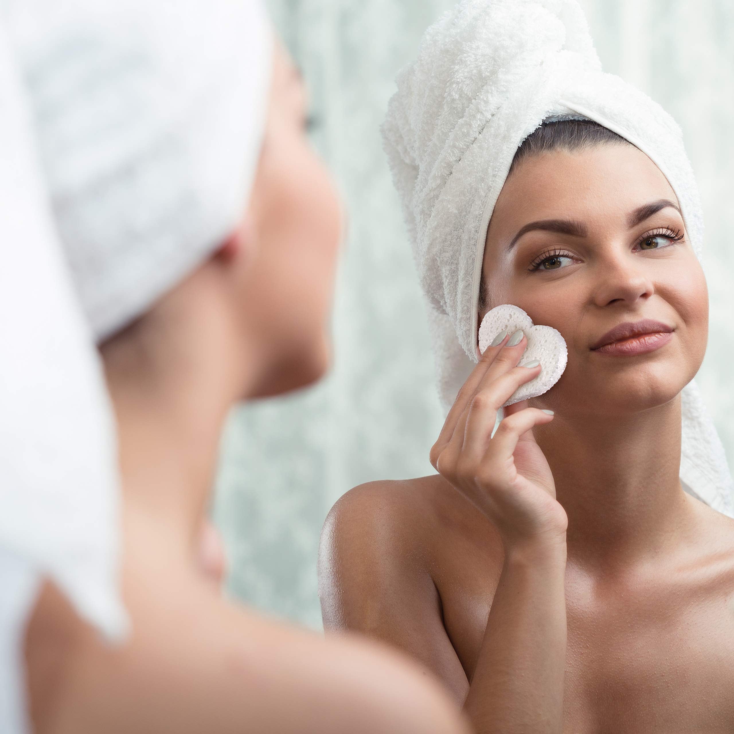 Compressed Facial Sponges for Sensitive Skin Natural Cellulose Sponge for Face Cleansing Exfoliating and makeup removal, Professional use Deep clean and hypoallergenic 80 count - Alba Pura by Fushay