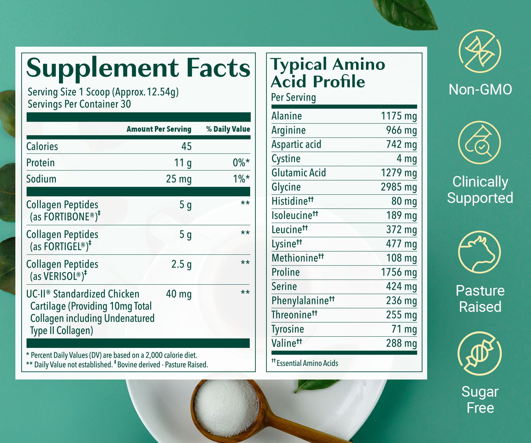 ALGAECAL Hydrolyzed Collagen Complete - Anti-Aging Collagen Powder with Clinically-Supported VERISOL®, FORTIGEL®, UC-II®, and FORTIBONE®, Multi Peptides Blend, 30 Servings