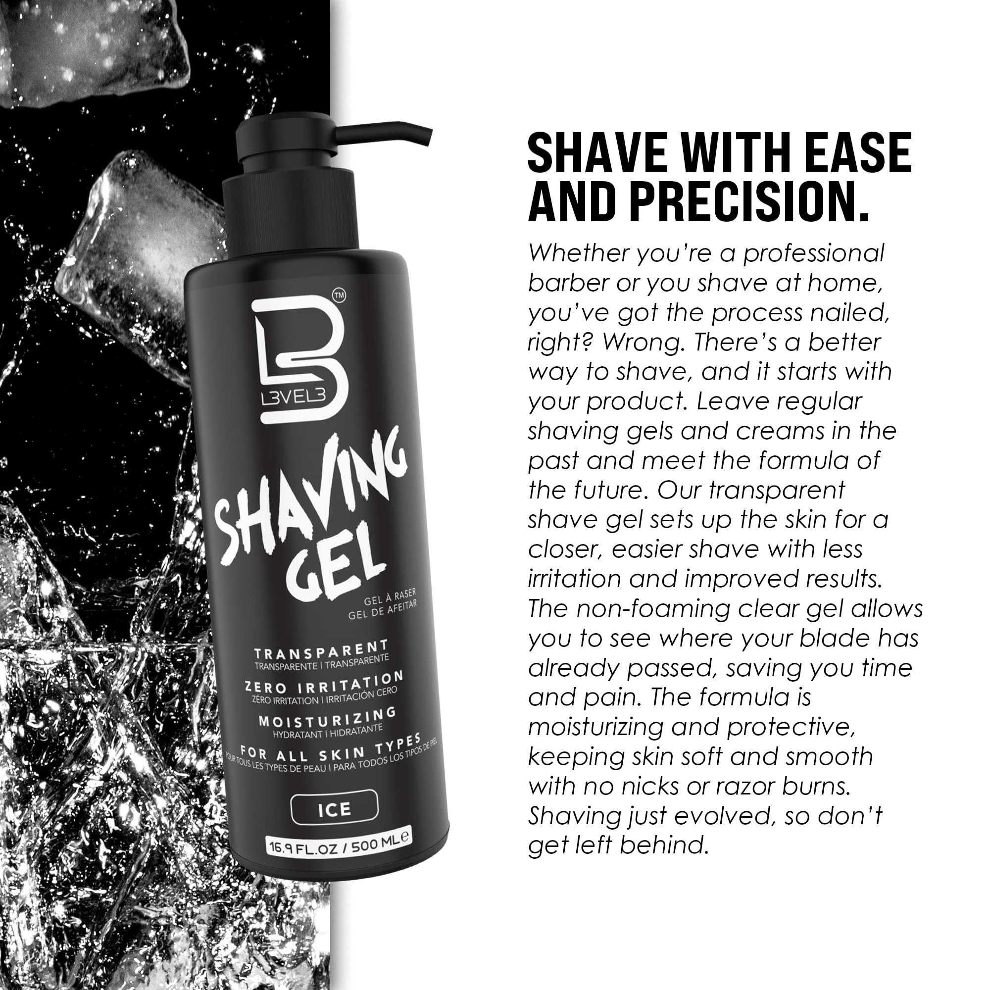 Level 3 Shaving Gel - Straight Razor Shave Gel - Non-Irritating - Refreshing Smell L3 - No Hot Towel Necessary - Level Three Razor Gel (Ice)