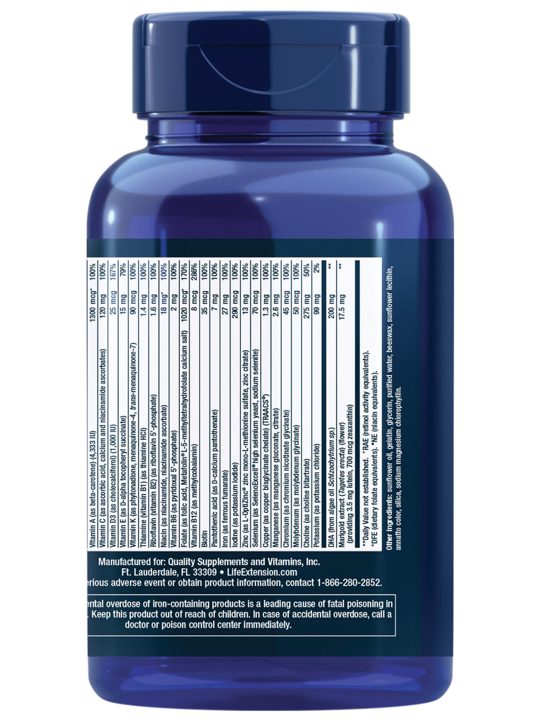 Life Extension Prenatal Advantage Supplement – Comprehensive Prenatal Vitamin for Pregnant Women - Complete Multivitamin for Healthy Brain with DHA - Non-GMO, Gluten-Free -120 Softgels