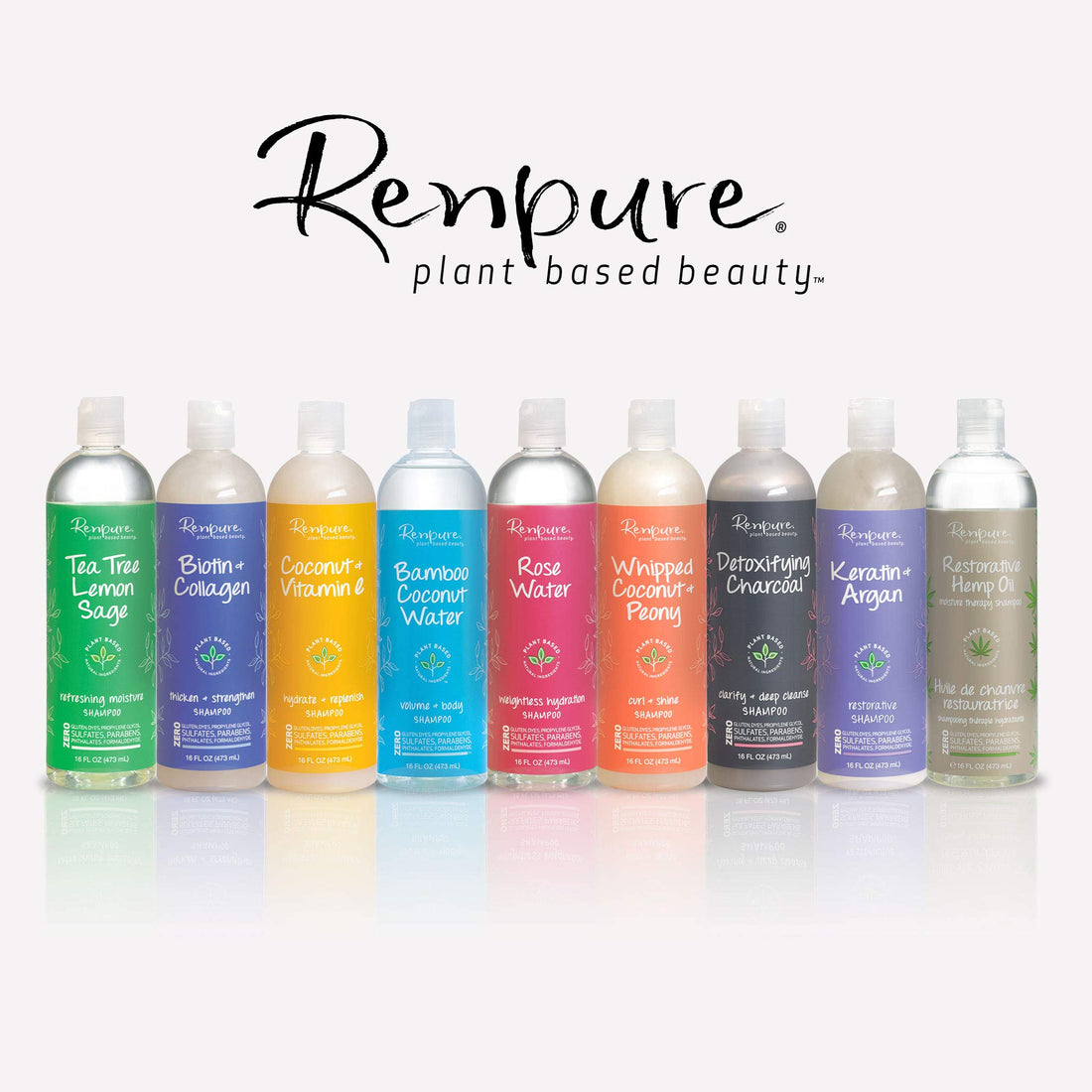 Renpure Plant-Based Beauty Biotin & Collagen Thicken + Strengthen Shampoo, 16 Fluid Ounce