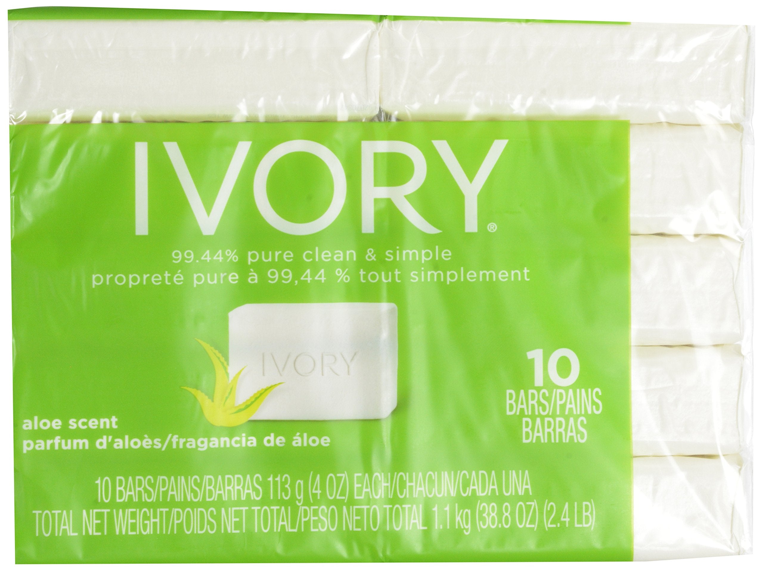 Ivory Aloe 10-Count: Bath Size Bars 4 Oz