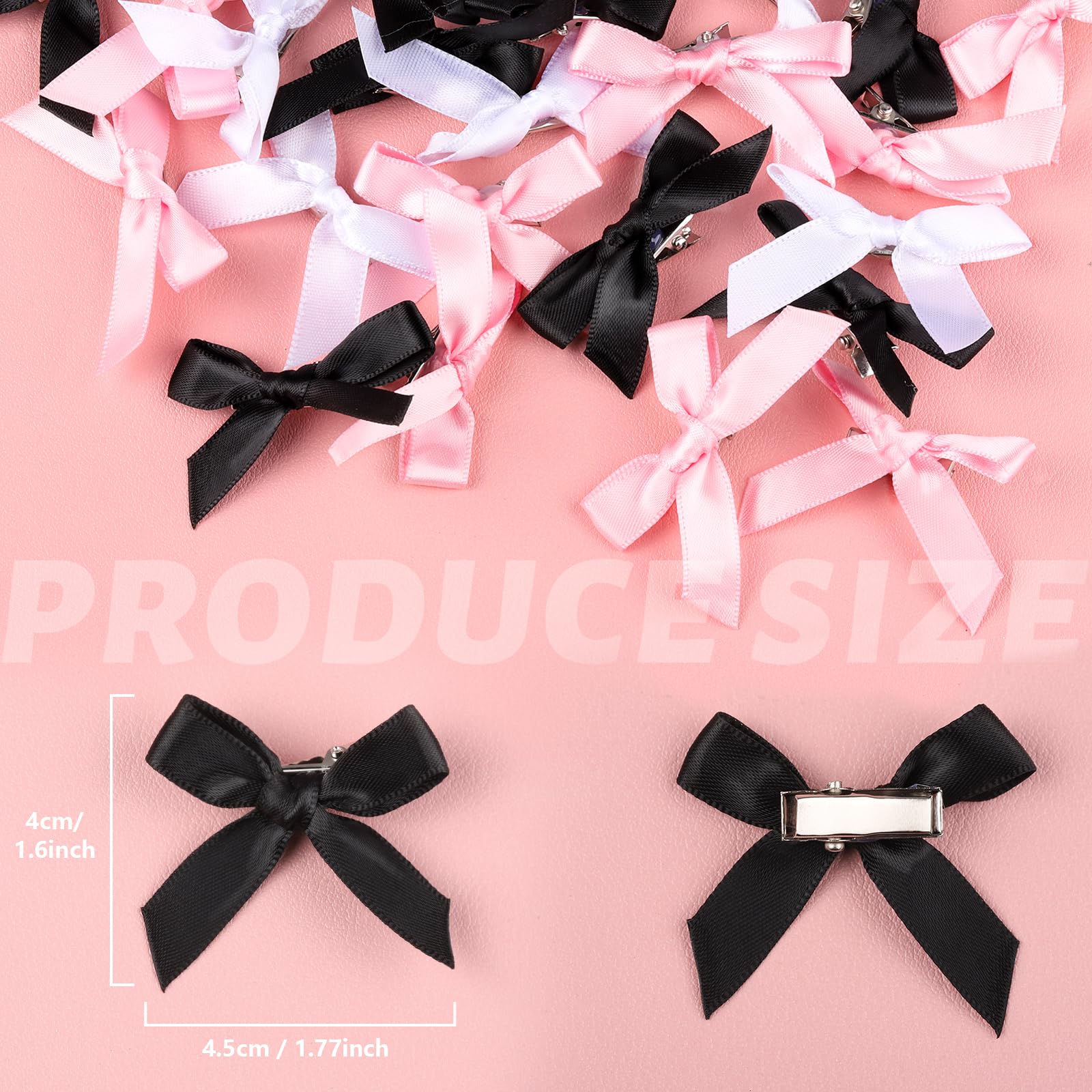 Teenitor 30pcs Hair Bow Pink Bow, Pink Black White Bows for Hair Small Hair Bows Mini Hair Bows For Women, Hair Bow Clips Cute Black White Bow Hair Accessories for Girls