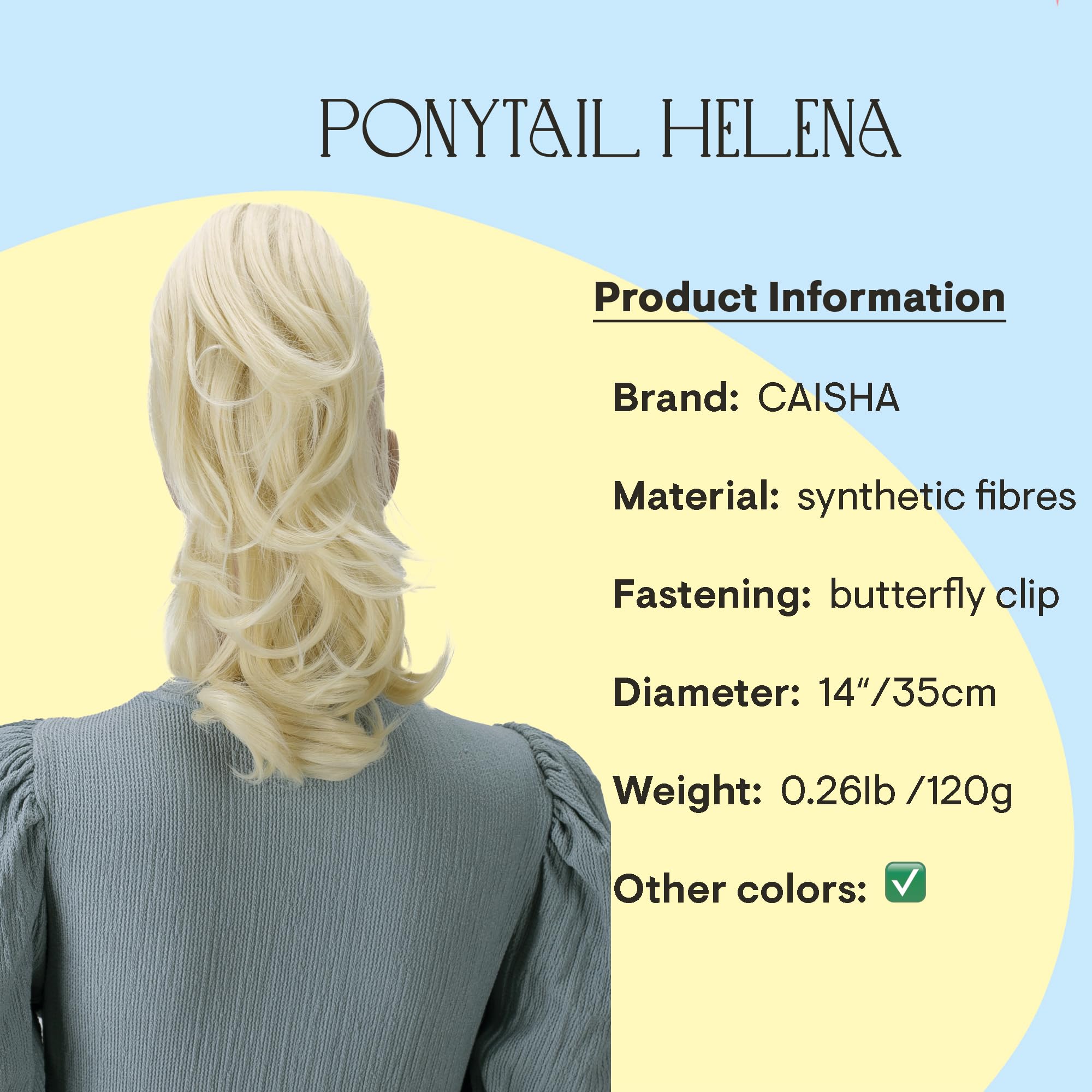 Light blond # 88 H133 : PRETTYSHOP 14 Hair Piece Ponytail Extension wavy Nature Looking Heat-Resisting Light blond # 88 H133