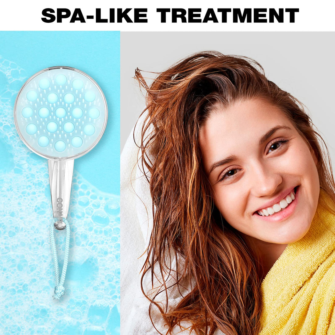 Conair Detangle & Go Shower Massage Hair Brush with Light Blue Silicone and Detangling Bristles, 1 Count