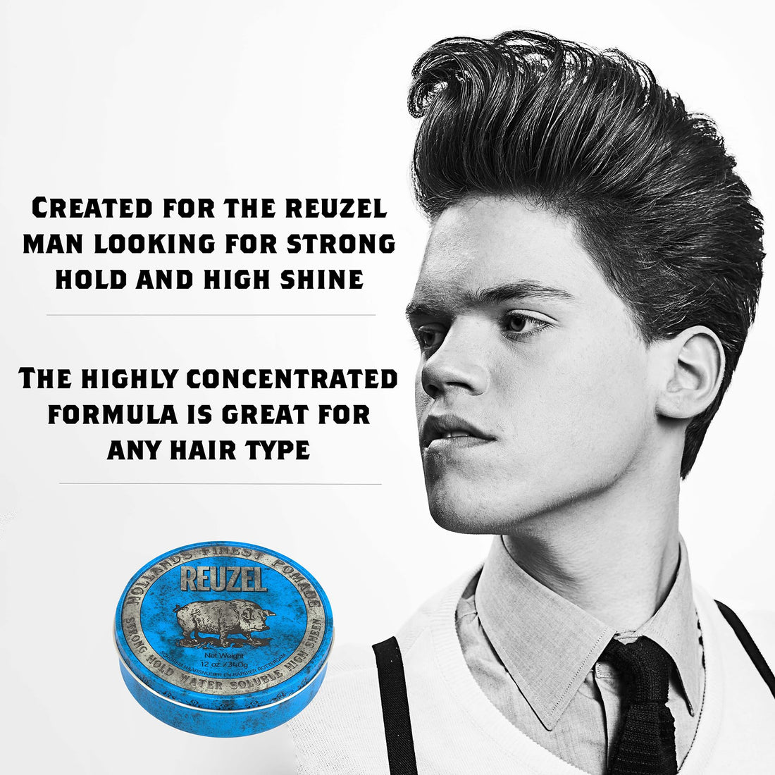 REUZEL Blue Hair Pomade Hog,12 oz