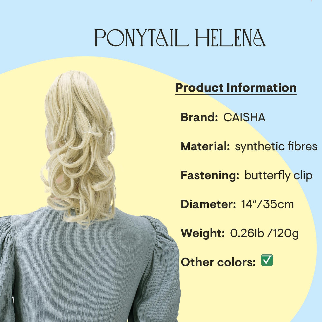 Prettyshop Hairpiece Light Blonde # 613C H134: Prettyshop 14 Hair Piece Pony Tail Clip On Extension Voluminous Wavy Heat-Resisting Light Blonde # 613C H134
