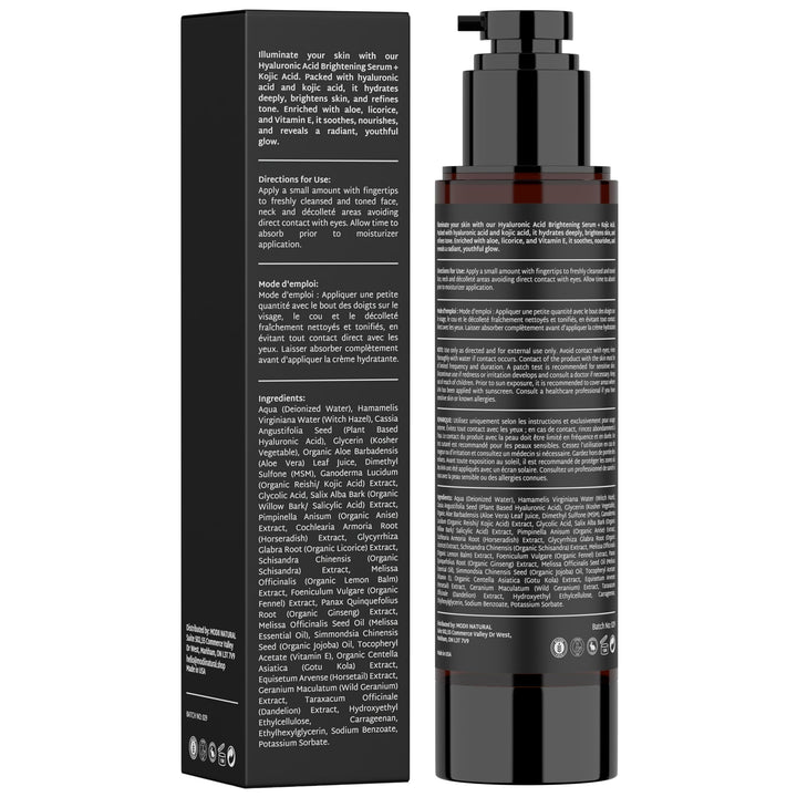 Hyaluronic Acid Face Serum: Pure Hyaluronic Acid Infused with Kojic - Unscented - Made in USA - 50ml/1.7oz