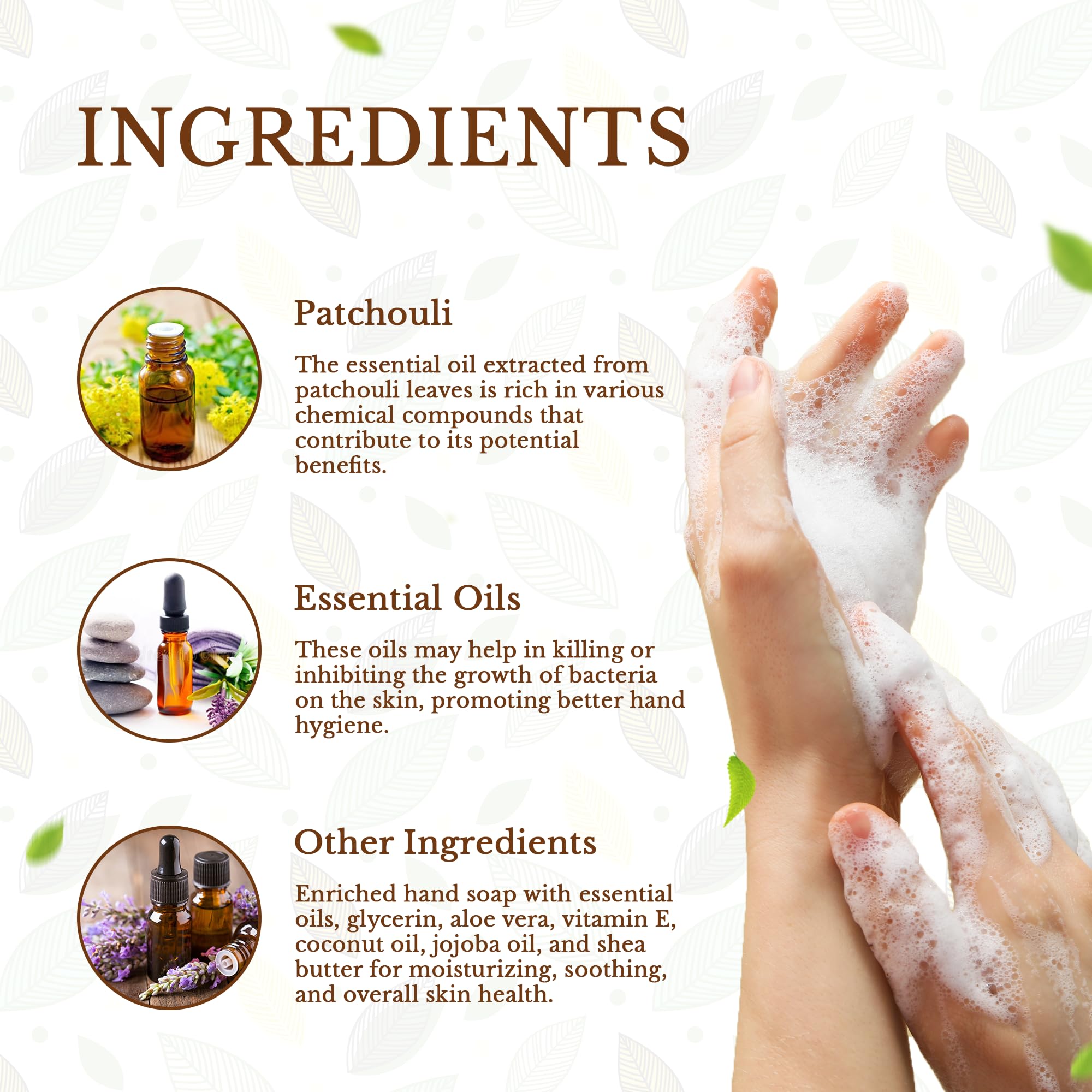 Elemental Wellness, Liquid Hand Soap - Probiotic Soap - Natural, Vegan, and Moisturizing Hand Soap - Patchouli Scent Hand Refill Soap, Patchouli Essential Oil - Palm Oil Free (8 fl oz)