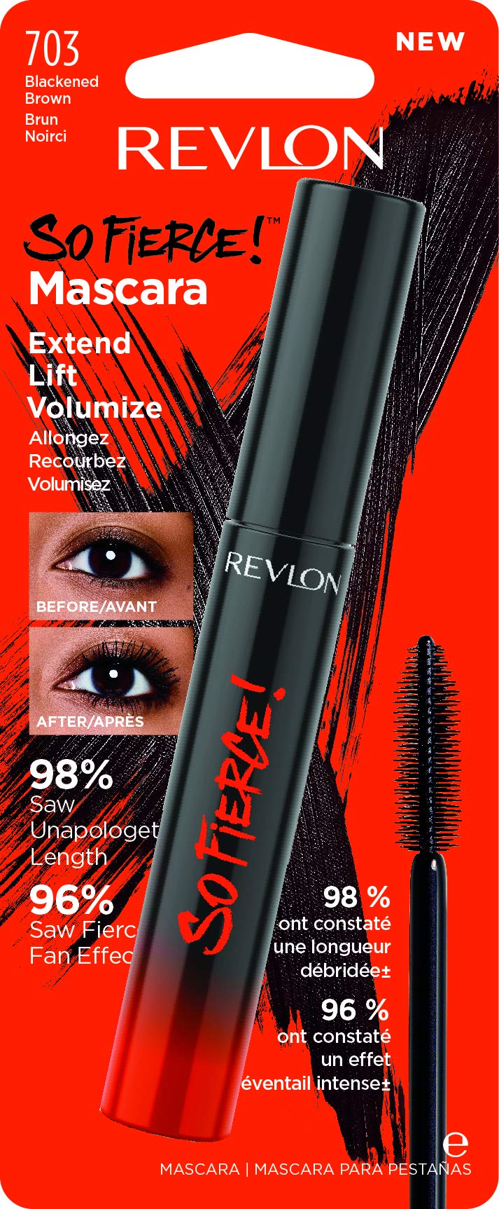 REVLON So Fierce Mascara, Long Lasting Volume and Length, Clump Free, Smudge Proof, Blackened Brown (703), 0.25 oz