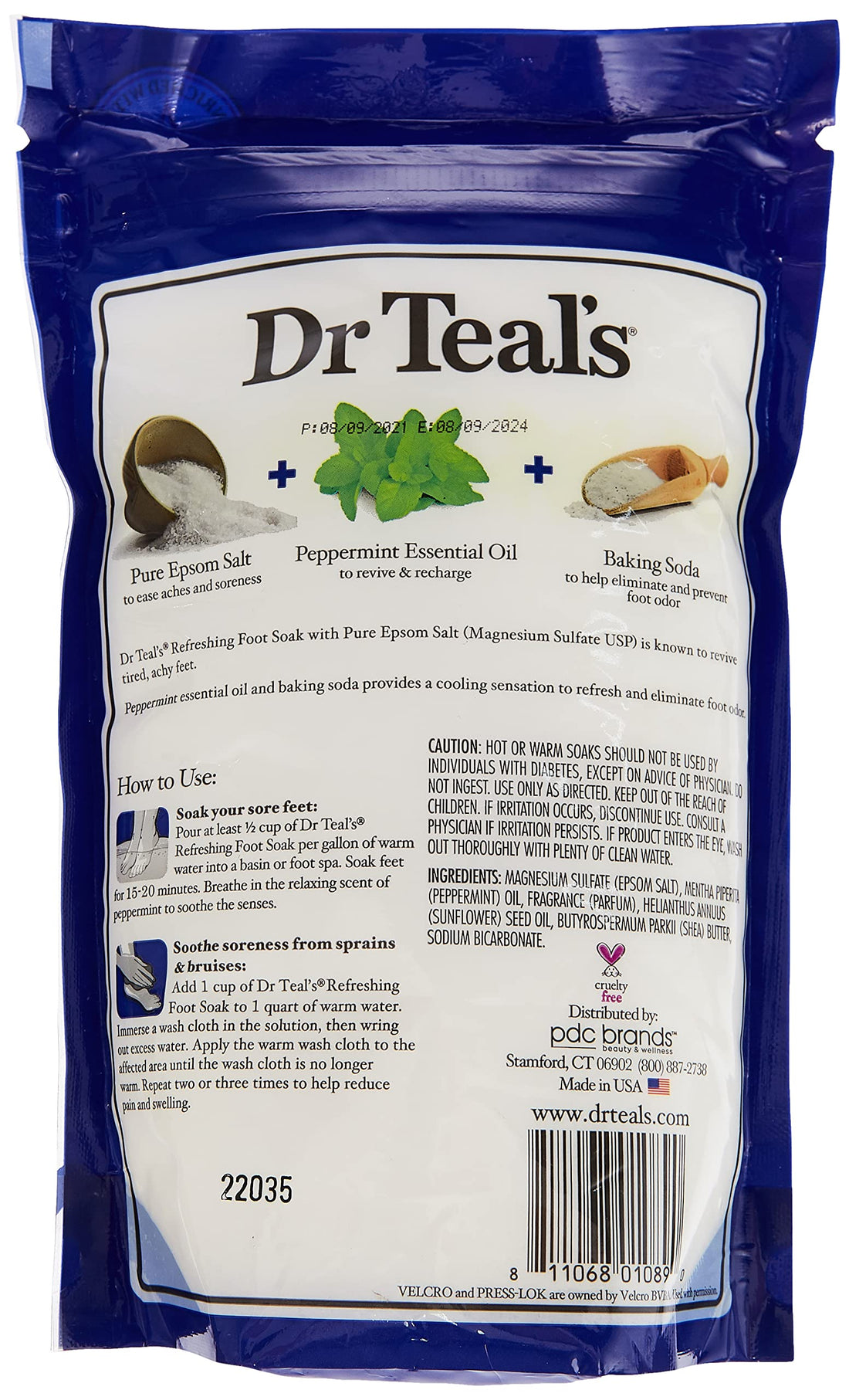 Dr. Teals Epsom Salt Foot Soak, Cooling Peppermint, 32 Ounce