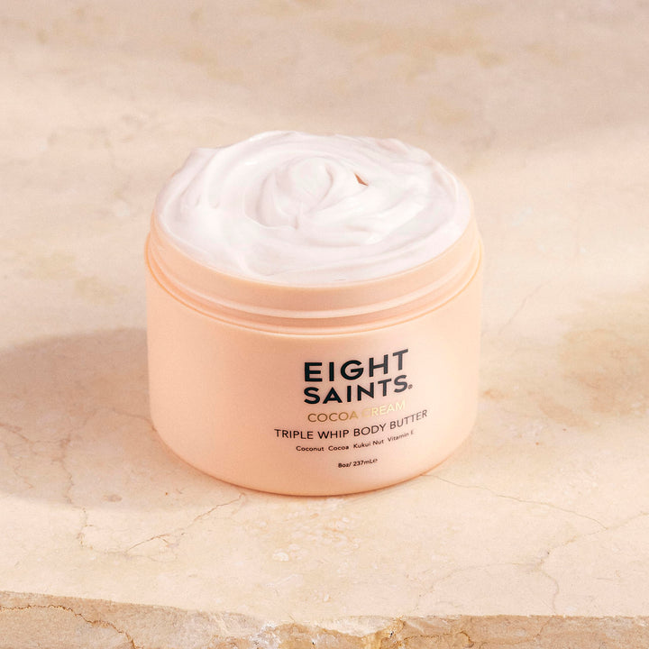Eight Saints Cocoa Creme Body Butter, Natural and Organic Body Cream With Coconut Oil and Cocoa, Intense Hydration and Nourishing Moisturizer, 8 Ounces