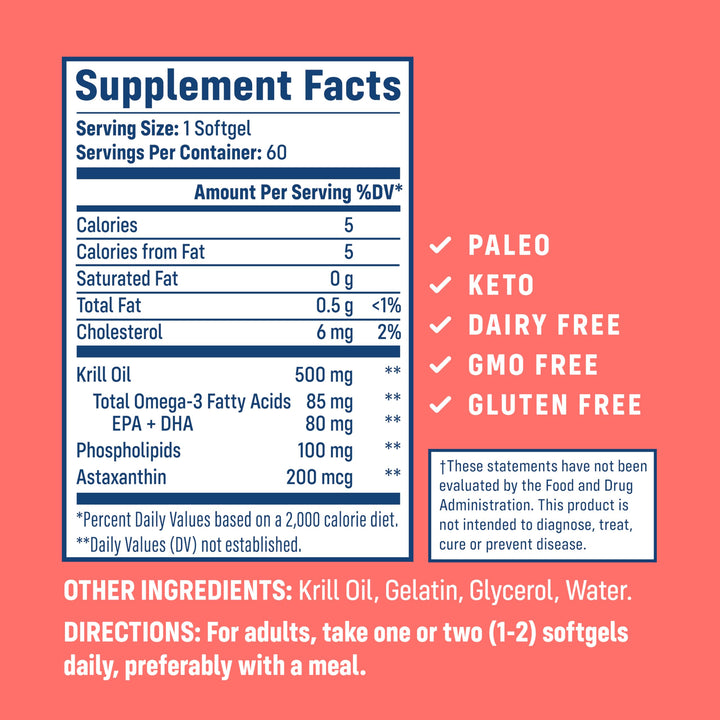 NativePath Antarctic Krill Oil - Wild-Caught Omega 3 Krill Oil 500mg Softgels with EPA, DHA and Astaxanthin - Supplement for Joint, Heart, Brain and Immunity - 60 ct - No Fishy Aftertaste