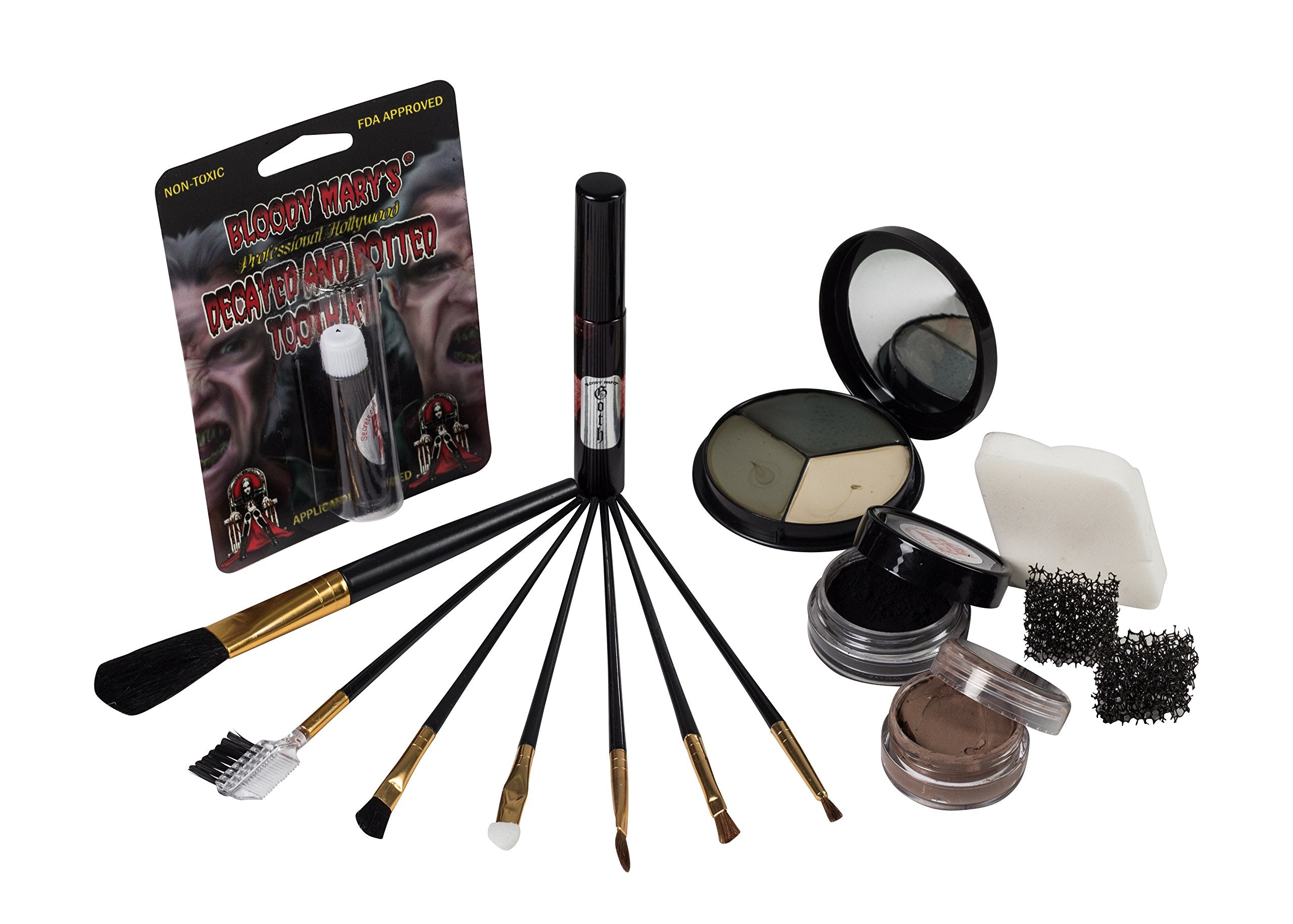 The Aftermath Zombie Starter Makeup Kit By Bloody Mary - Professional Special Effects Supplies - Tri Color Foundation Wheel