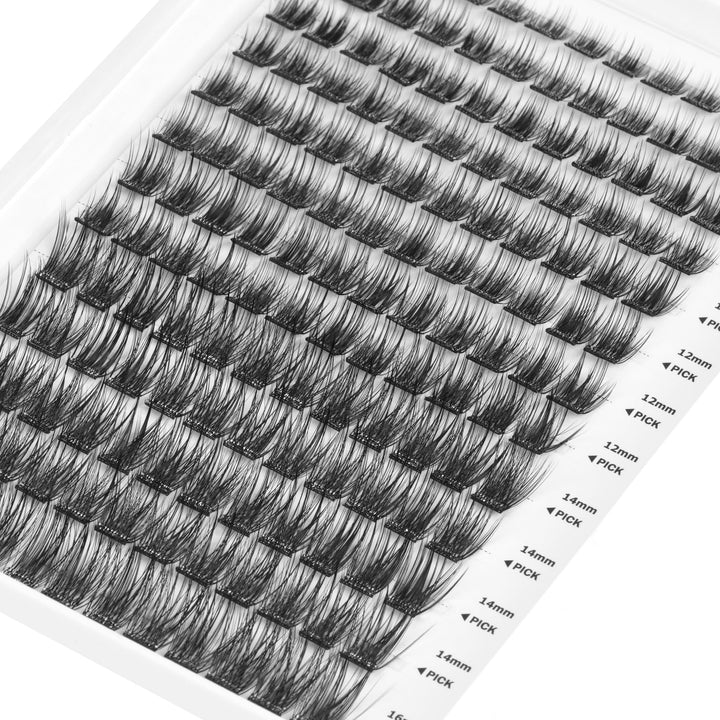 WONSIS Self Adhesive Eyelashes, 156 Pcs Self Adhesive Eyelash Clusters, No Glue Needed, Invisible 2-Strip Tape - Longer Lasting, No Sticky Residue Pre Glued Eyelashes (Volume-Mixed)