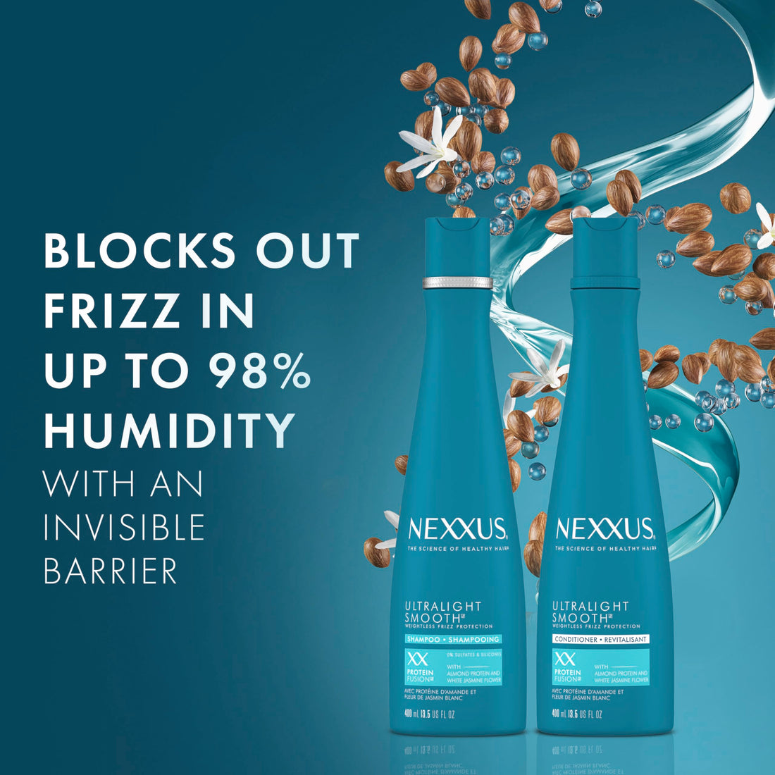 Nexxus Ultralight Weightless Shampoo & Conditioner for Dry, Frizzy Hair - Smooth Treatment to Block Out Frizz, 13.5 oz (Pack of 2)