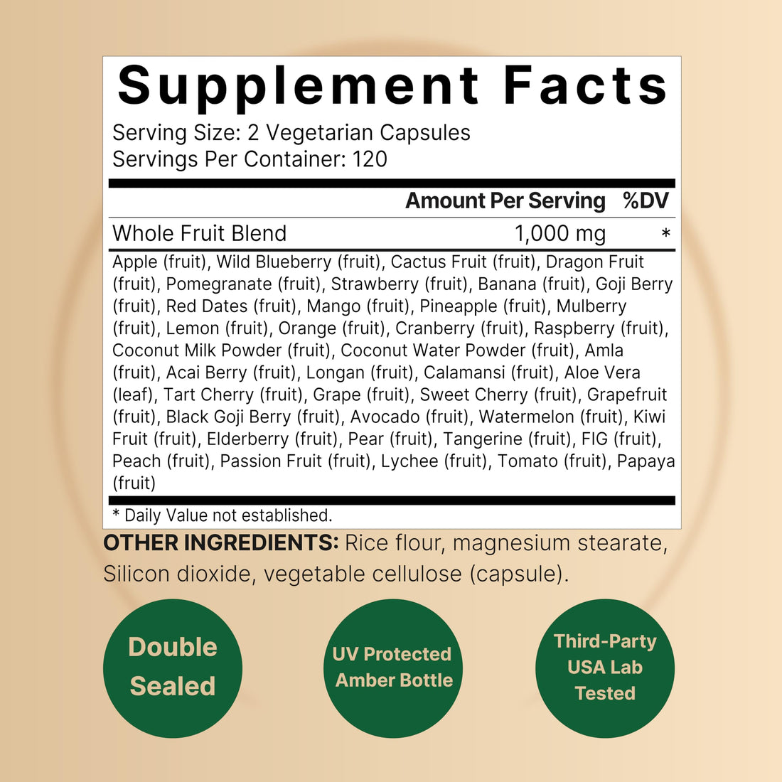 Fruit and Veggies Supplement – 480 Total Vegetarian Capsules | Balance of Natural 40 Whole Fruits & Veggies Blend | Fresh Superfood Formula with Vitamins and Minerals – Non-GMO