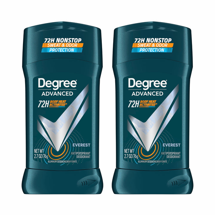 Degree Men Advanced Antiperspirant Deodorant Everest 2 Count 72-Hour Sweat and Odor Protection Antiperspirant For Men With Body Heat Activated Technology 2.7 oz