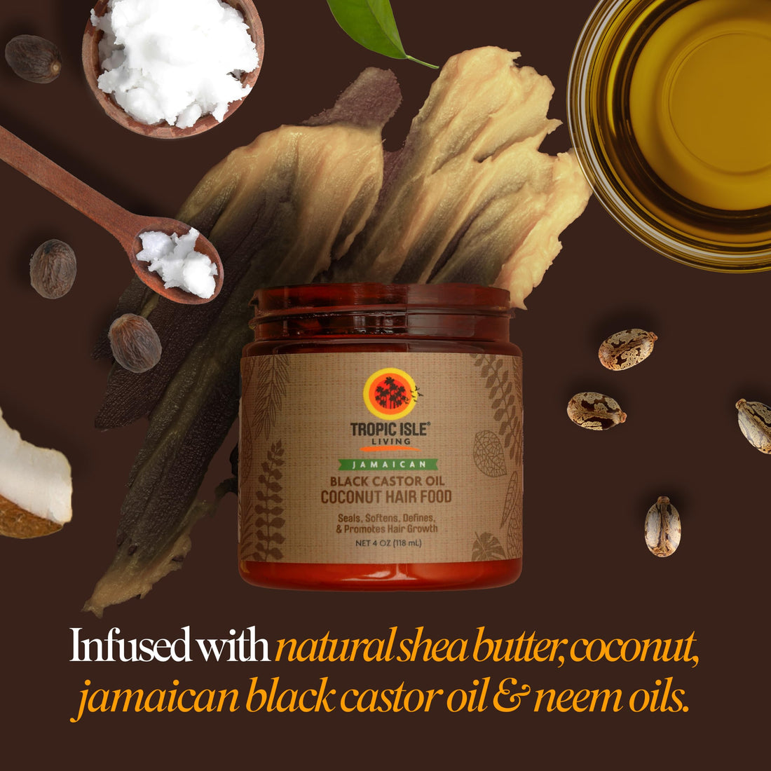 Tropic Isle Living Coconut Jamaican Black Castor Oil Hair Food, 4 Ounce