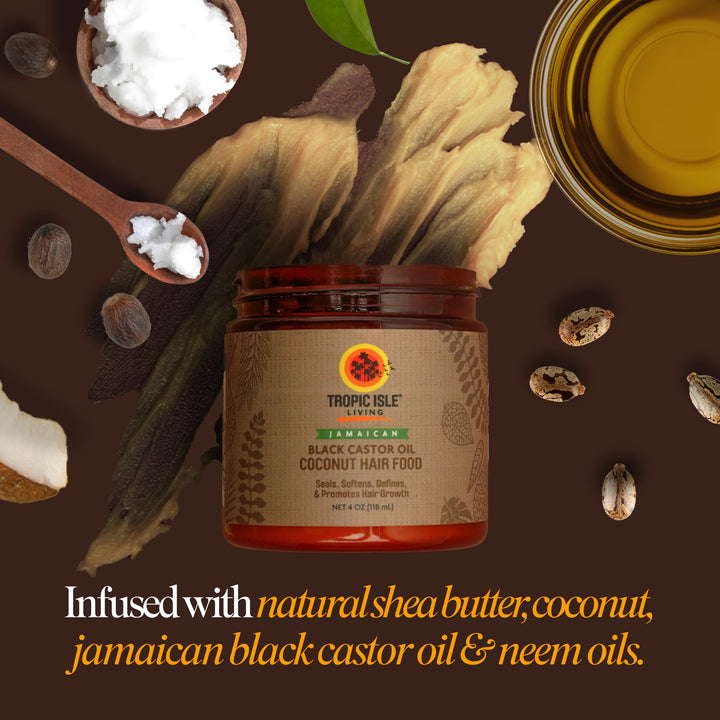 Tropic Isle Living Coconut Jamaican Black Castor Oil Hair Food, 4 Ounce