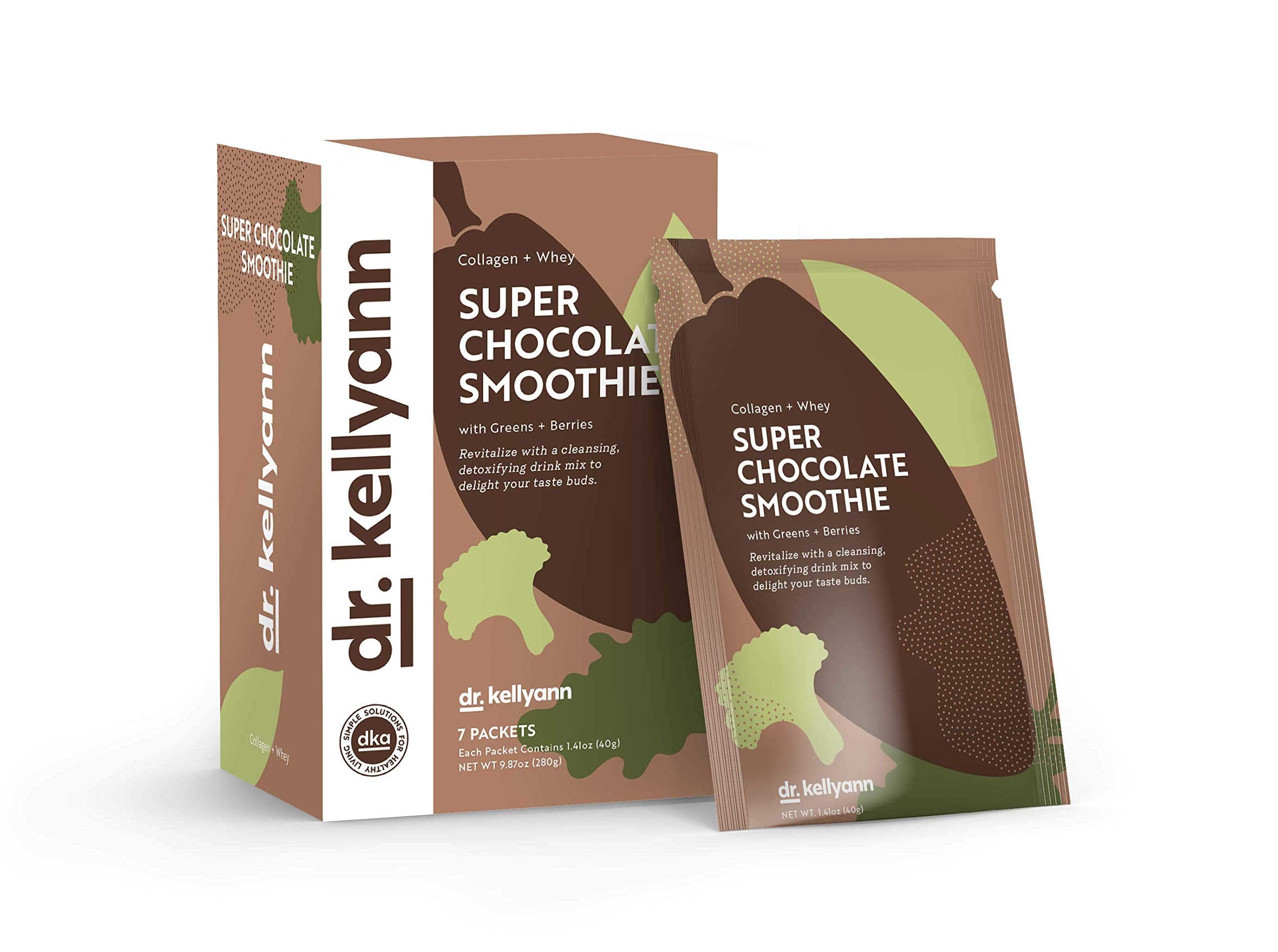 Dr. Kellyann Super Chocolate Collagen Smoothie (7 Servings) – Protein Shake, Keto & Paleo-Friendly, Supports Skin & Gut, 1 Pack