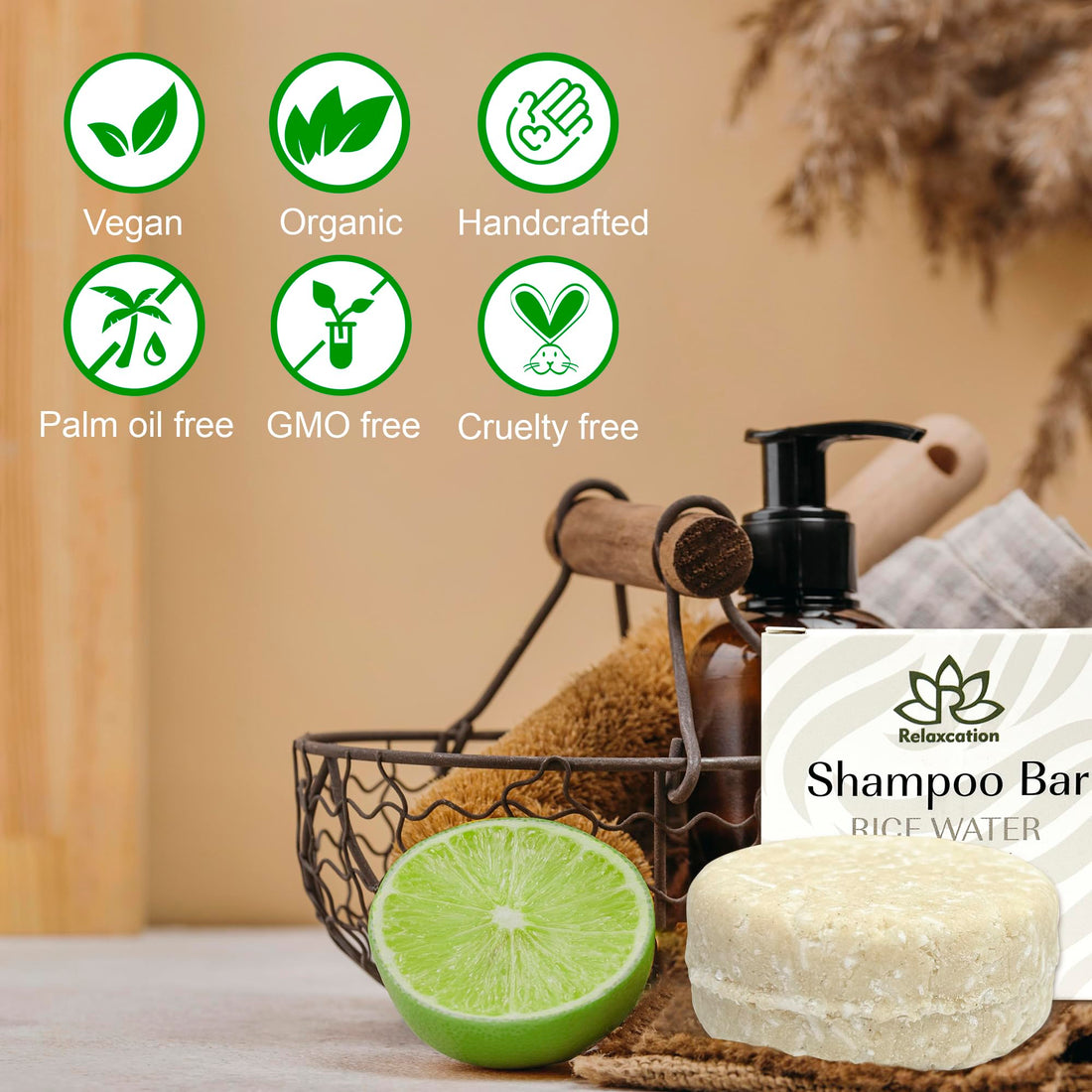 Shampoo Bar RICE WATER PROTEIN For Hair Growth | Rice Solid Shampoo for Weak or Damaged Hair | Hydrating, Nourishing, and Refreshing | Made in US | Paraben and Sulfate-Free